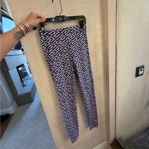 Versace Lavender and Black Geometric Logo Leggings